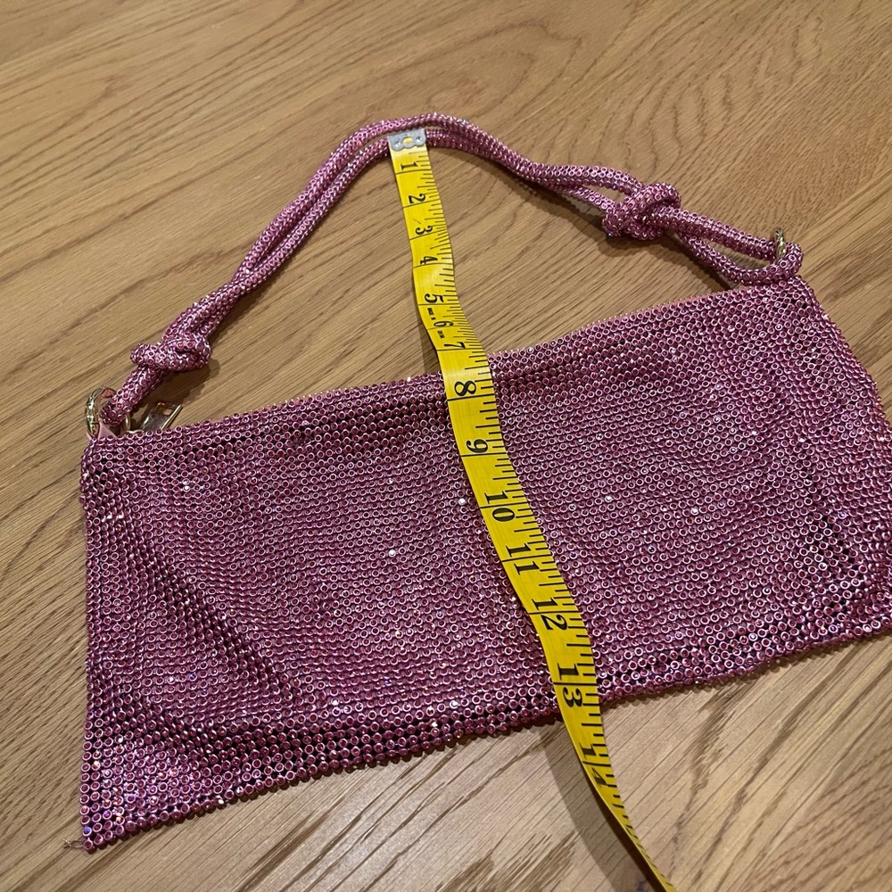 Pink Glo Mesh chain mail sparkle evening Bag - Picture 6 of 6